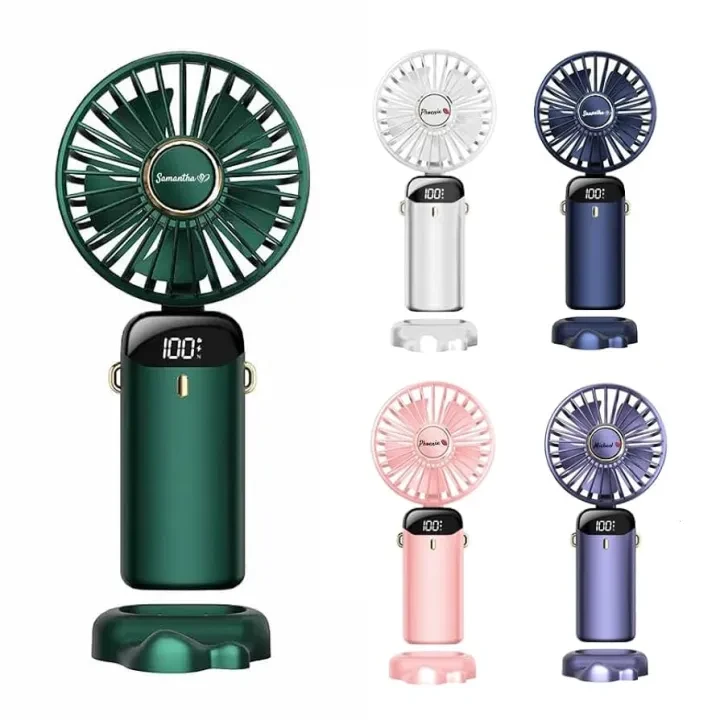 Portable Handheld Rechargeable Fan with LED Digital Display & 90° Adjustable Head online in BD