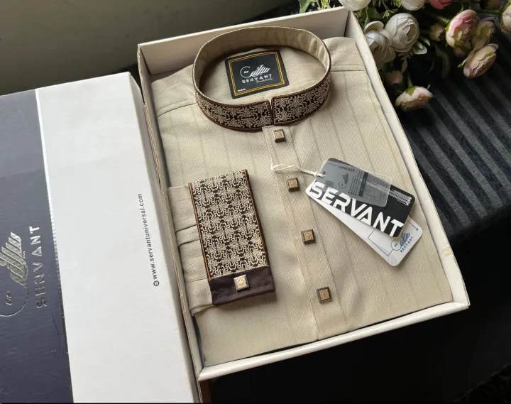 Men’s Premium Quality Embroidery Semi Long Panjabi – Stylish Traditional Wear for Men