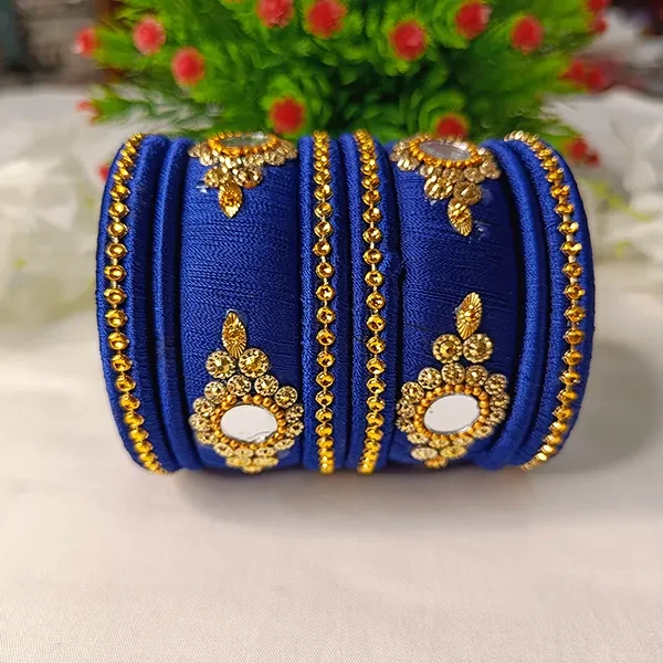 Reshmi Silk Thread Bangle Set with Mirror Work