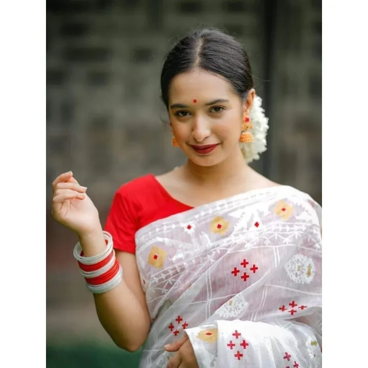 Multicolor Half Silk Tangail Saree – Stylish Skin Print Designer Sari for Women