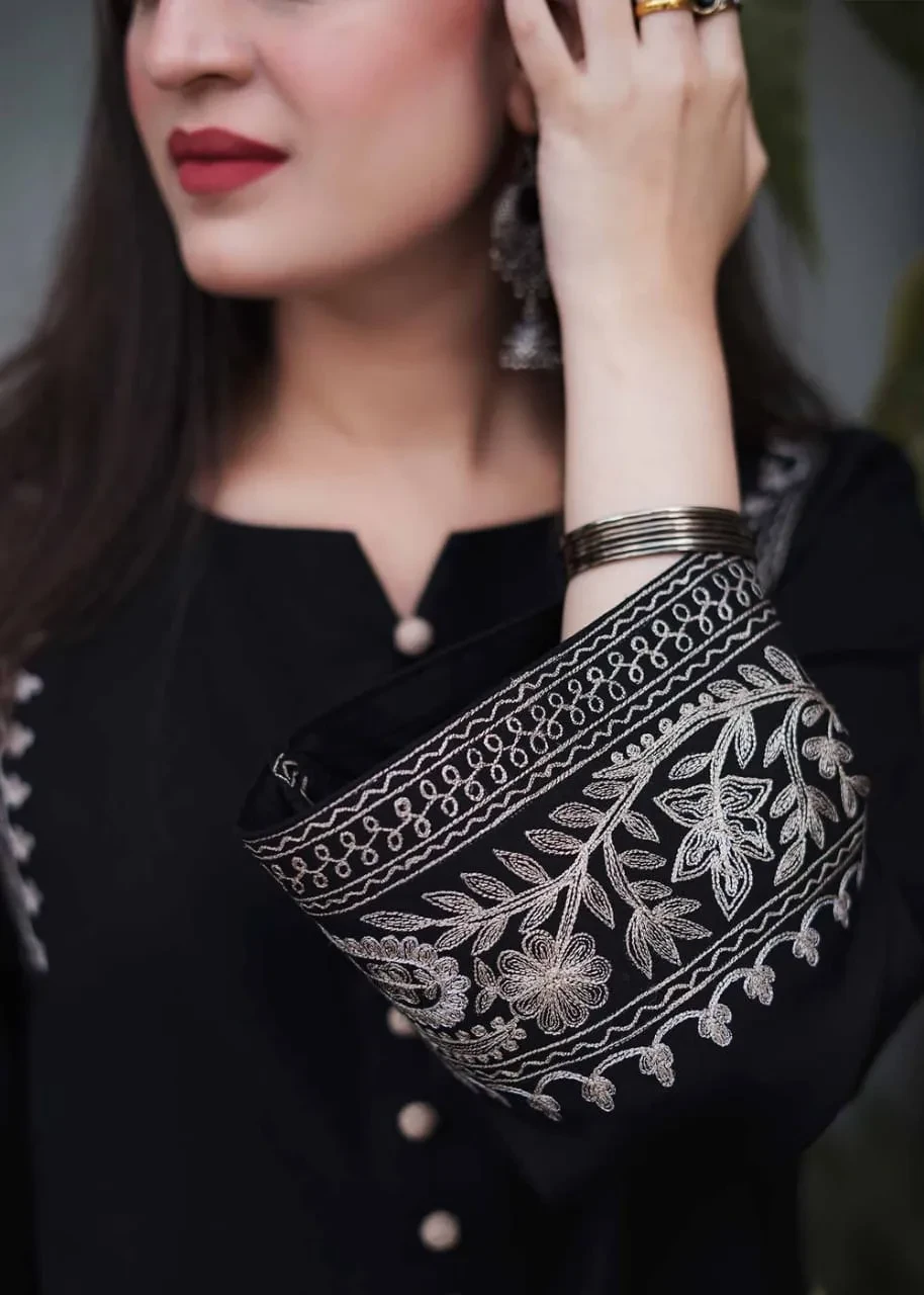 Eid Kashmiri Ari Work Two Piece – Premium China Linen Collection