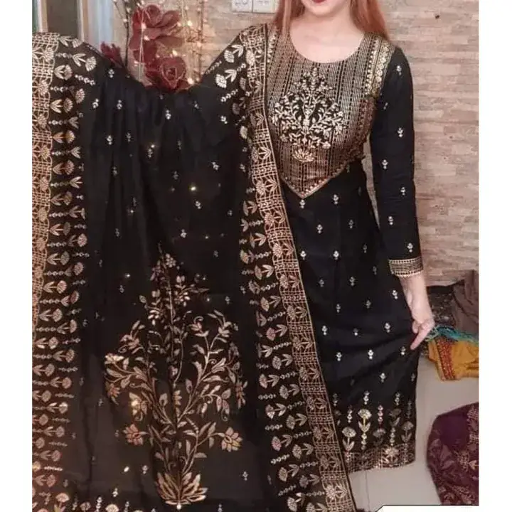 Unstitch Cotton 3pcs Women Shalwar Kameez Ora