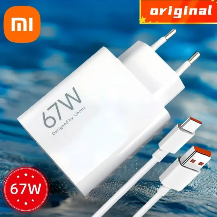 Original Xiaomi 67W Turbo Fast Charger with 6A Type-C Cable - High-Speed Charging Adapter