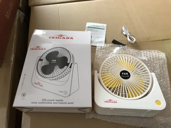 INDIANA Mini Rechargeable Desk Fan – Portable USB Type-C 3 Speed Cooling Fan