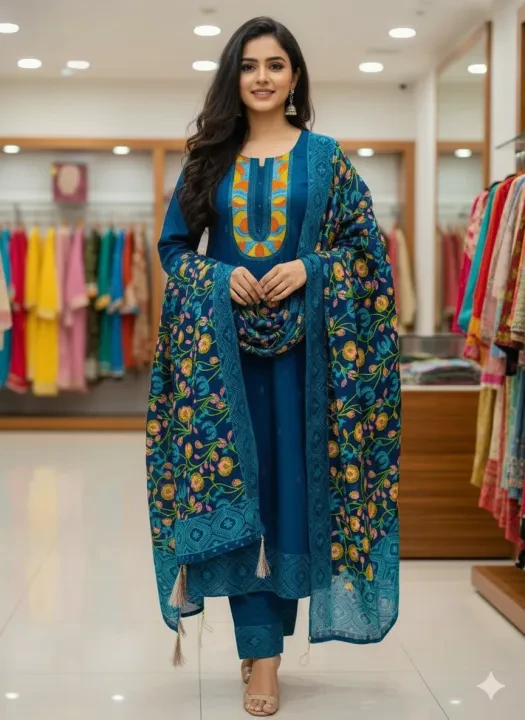 Women’s Exclusive Embroidered Three Piece – Stylish Ready Made 3 Pcs Dress