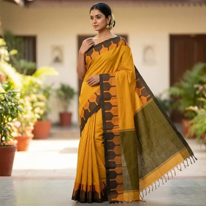 Traditional Tangail Tat Saree Without Blouse Piece for Women - Pure Cotton Handloom