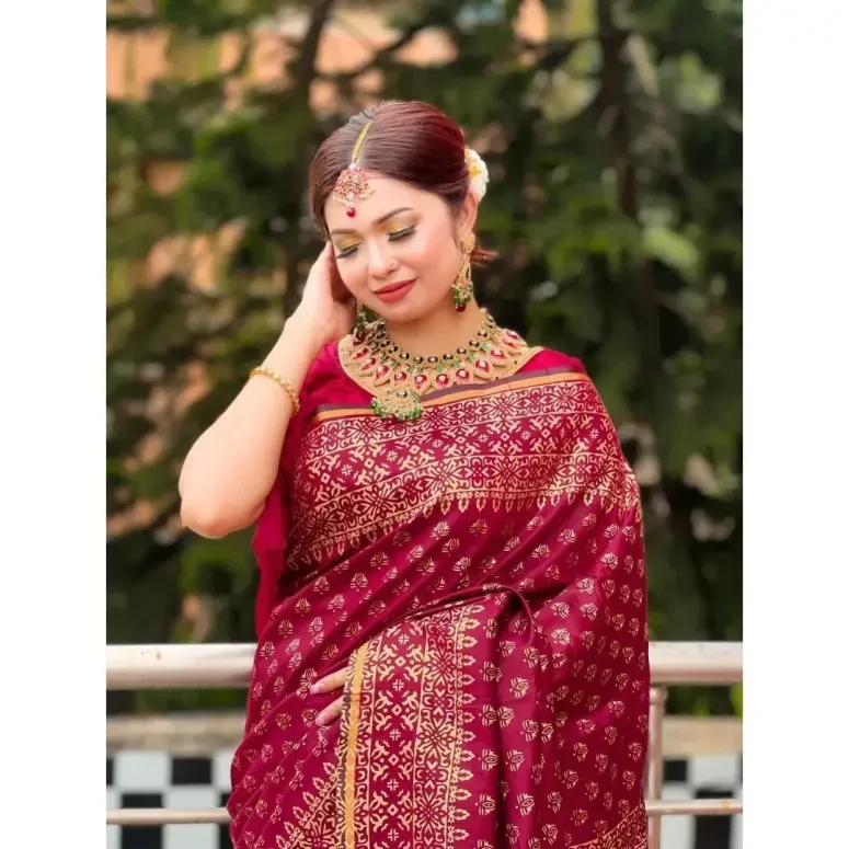 Designer Screen Print Resom Silk & Dhupian Saree