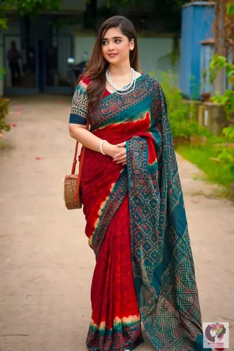Chanderi Silk Digital Printed Saree – Soft, 12.5 Hand with Tassels