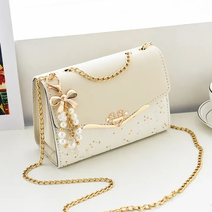 Trendy Chinese PU Leather Sequins Crossbody Bag for Women - One Shoulder Design