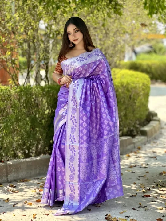 Soft Silk Katan Saree for Women - Tangail Style Multicolor
