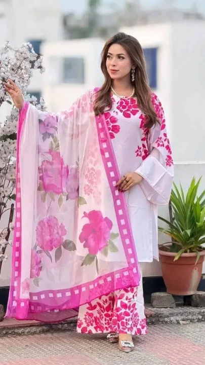 Luxury 3-Piece Japani Silk Suit for Women – Digital Print | Readymade & Stylish