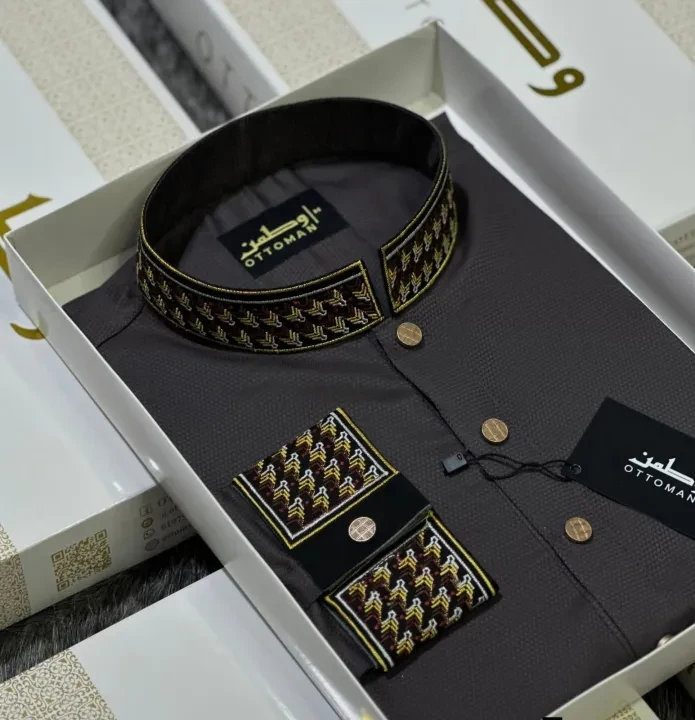 Brand New Soft Cotton Black Panjabi with Chest Contrast – Stylish All Season Panjabi for Men