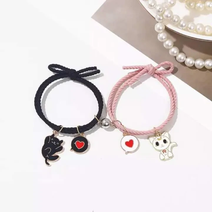 1 Pair Magnetic Couple Friendship Bracelet for Besties – Romantic Matching Love Bracelet Gift Set
